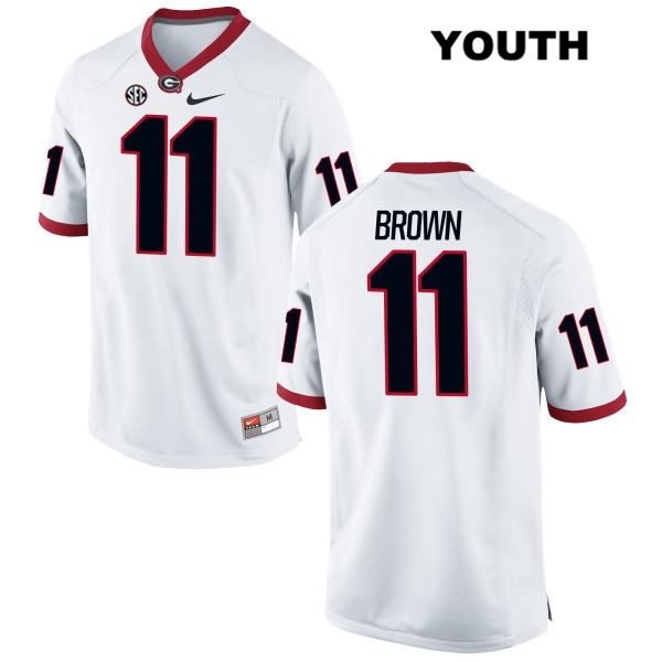 Georgia Bulldogs Youth Keyon Brown #11 NCAA Authentic White Nike Stitched College Football Jersey ZYI6656CE